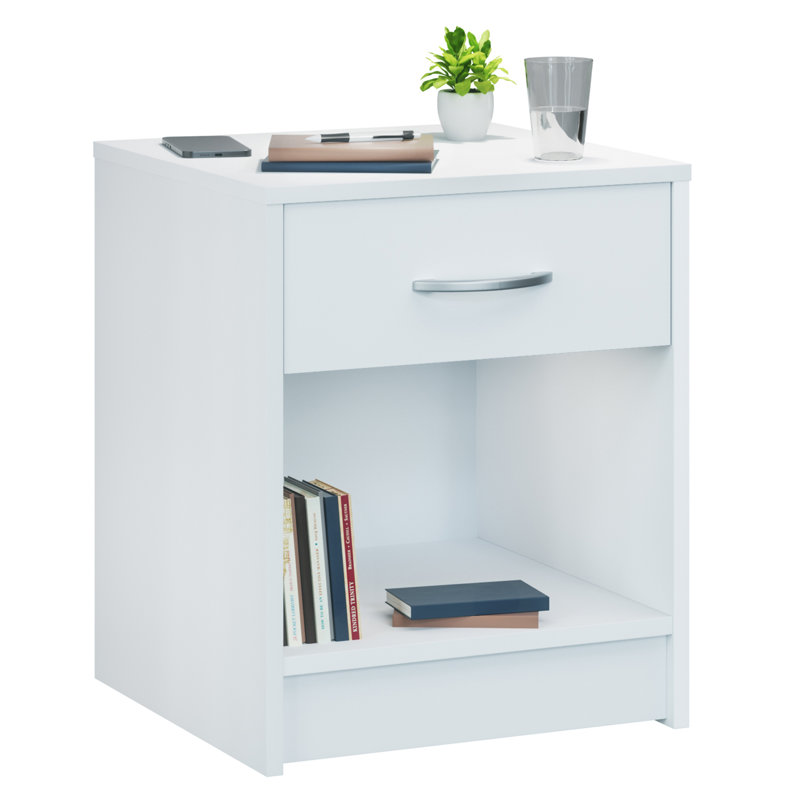 Ridas 40cm W MDF/particle Board Bedside Table, White