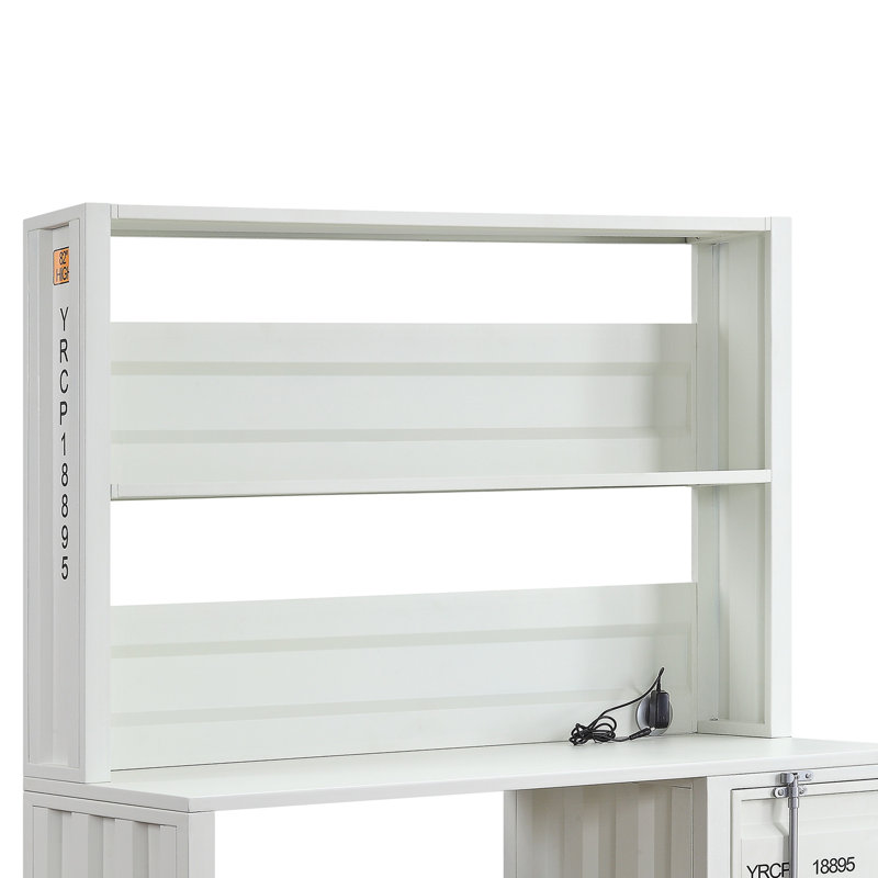 Iron Writing Desk, 59" H x 48" W x 24" D, White
