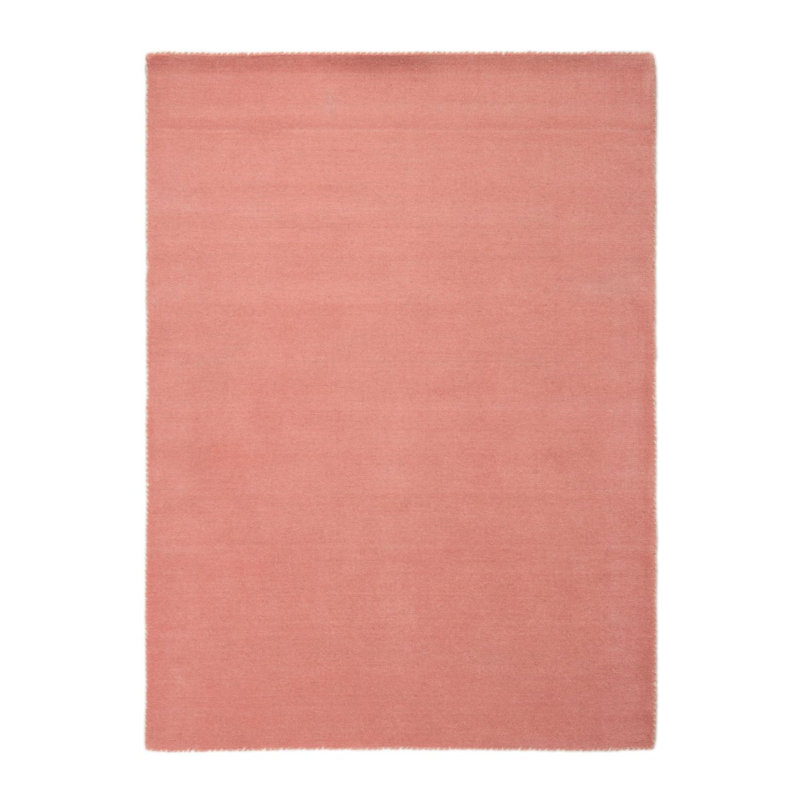 Solid Colour Wool Hand Woven Area Rug, Rectangle 120 x 170cm, Antique pink and pink
