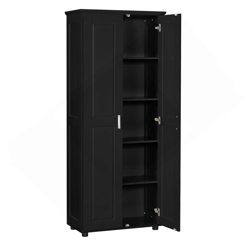 Storage Cabinet with Two Doors for Bathroom, Office, Adjustable Shelf, MDF Board, Black
