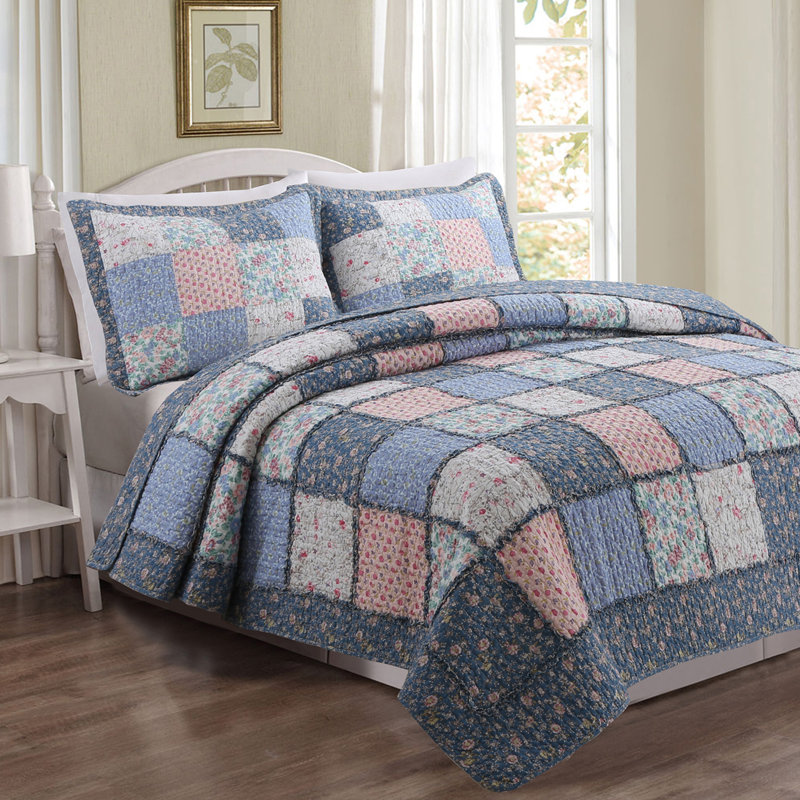 Bauer Farmhouse / Country Cotton Quilt, Queen Quilt + 2 Shams