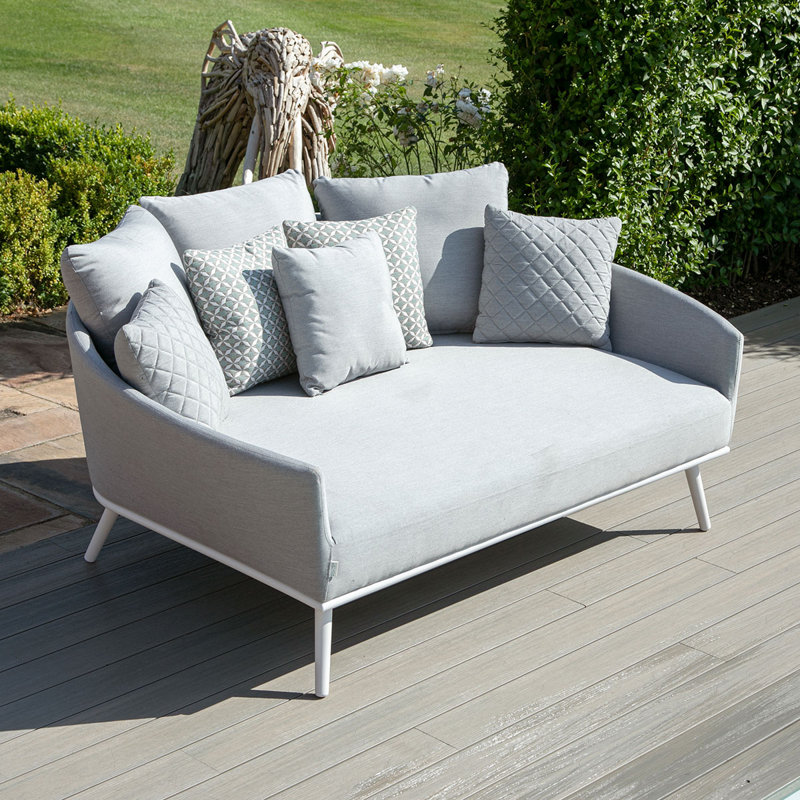 Faynett Outdoor Fabric Ark Daybed, Light Grey, White