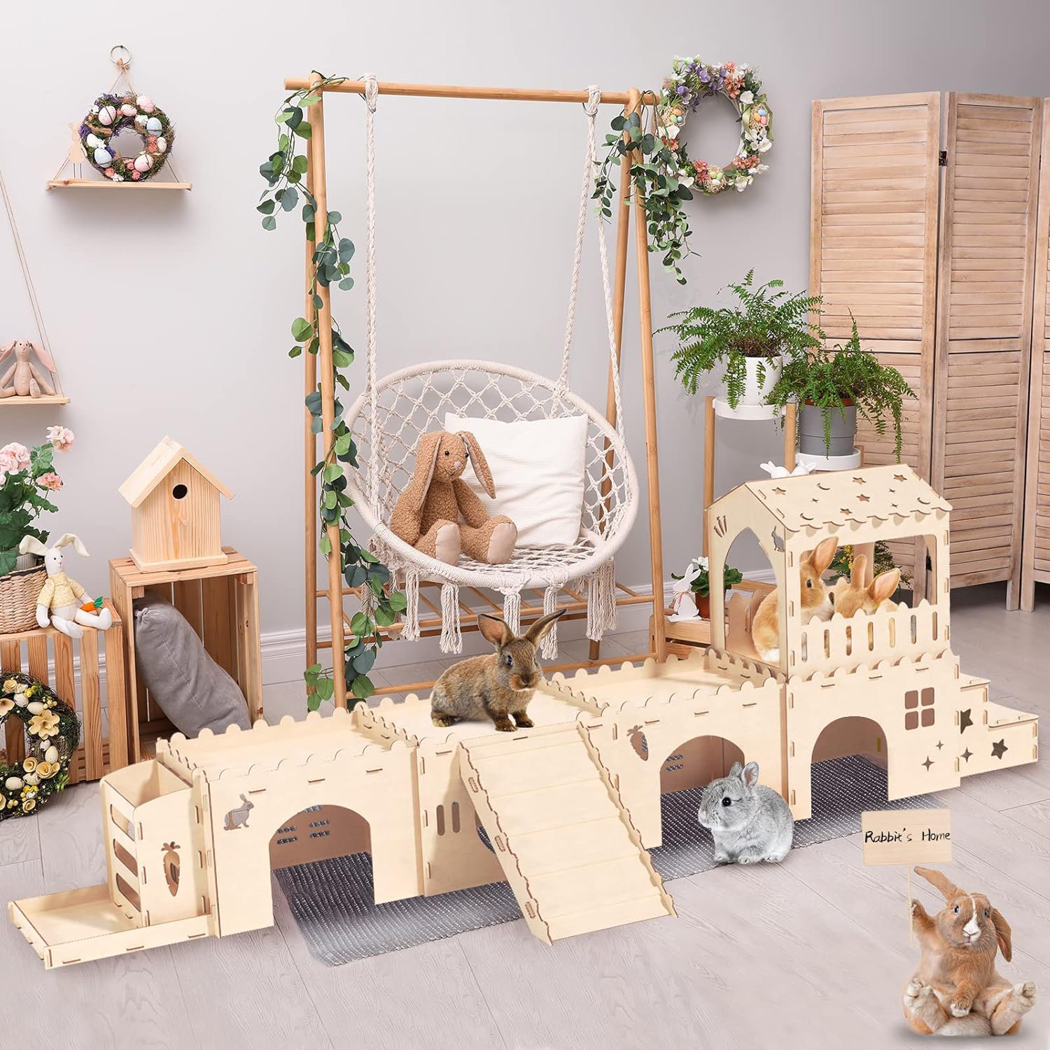 Tucker Murphy Pet™ Dural 5 Houses Rabbit Houses Castle Style Small