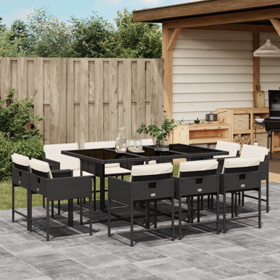 Latitude Run® 13 Piece Patio Dining Set With Cushions Gray Poly Rattan