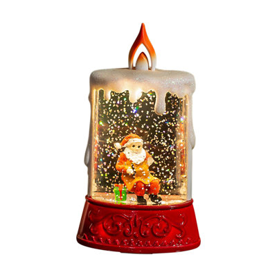 Christmas Glowing Water-Filled Candle Lantern Decor Gift For Seniors Water Feature Lamp Desktop Ornament Christmas Tree 85ml
