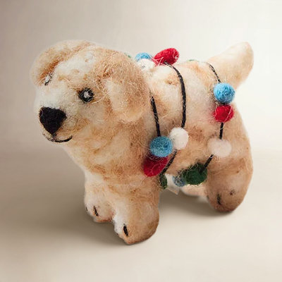 Felted Festive 3" Pup Ornament