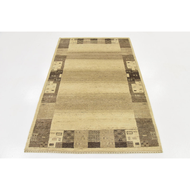 Tapis de la surface en laine 4 pi x 6 po noué la à la main one-of-kind Didcot