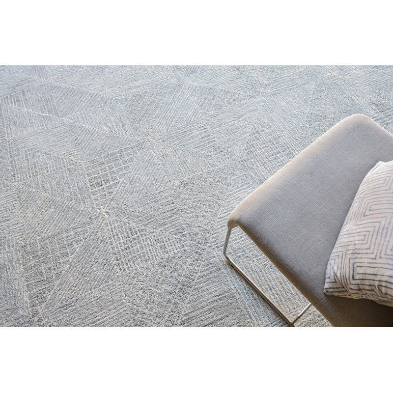 Caprice Geometric Handmade Tufted Area Rug, Light Blue/Ivory, Rectangle 8' x 10'