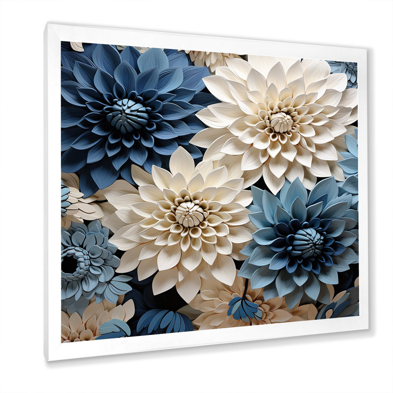 Symphonie blanche et bleue sur toile, H 24 po x l 24 po x P 1 po, Cadre simple blanc
