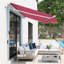 Auvent de patio 13 pi x 8 pi, parasol rétractable avec poignée à manivelle manuelle, et tissu hydrofuge, cadre en aluminium pour terrasse, balcon, cour, auvent rouge-teint cramoisi, manivelle, rosé