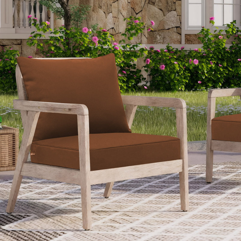 Outdoor Seat And Back Cushion Set，Patio Furniture Cushions With Removable Cover, Brown, 22" W x 22" D