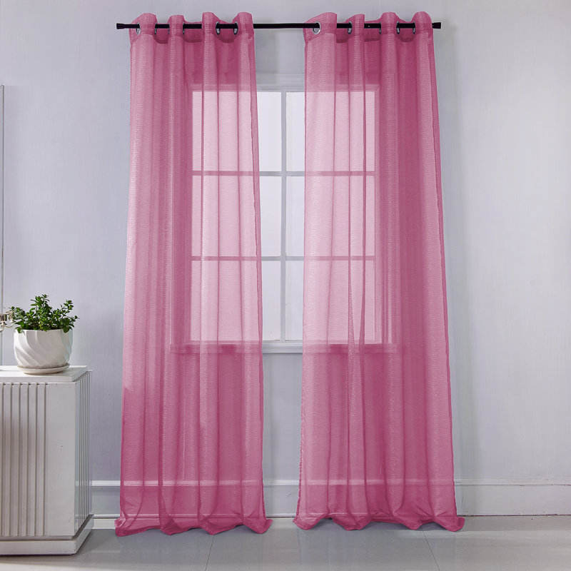 Agathla Sheer Grommet Single Window Curtain Panel, 54" W x 90" L, Teal