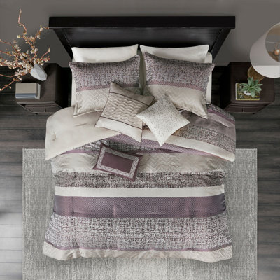 Ensemble d'édredon 7 pièces jacquard mauve
