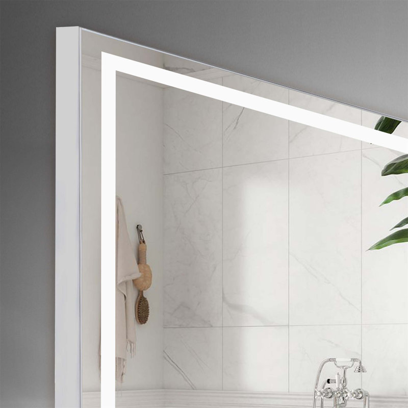 Miroir de salle de bain mural 48 po x 24 po à DEL avec antibuée, éclairage à intensité variable 3 couleurs et verre sans cuivre