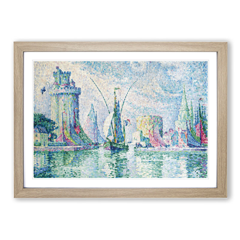 Green Towers Rochelle by Paul Signac - Picture Frame Painting, Oak Framed, 36cm H x 48cm W x 2cm D