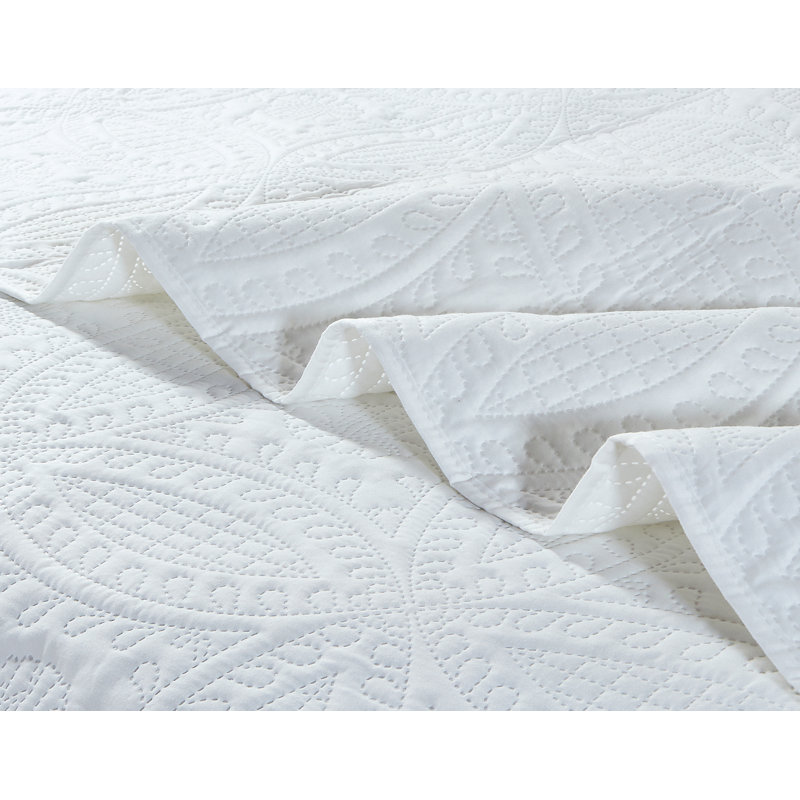 Ensemble de couvre-lit 3 pièces à motif floral réversible, Couvre-lit de grande taille et 2 taies décorative, Brun