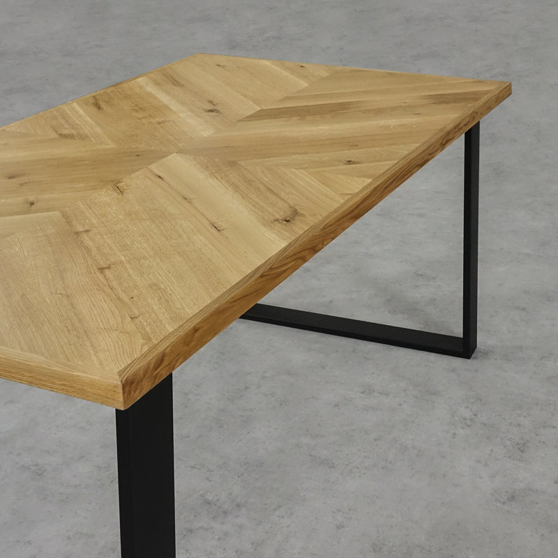 Tyree Oak Metal Base Dining Table, Natural, H75 x L160 x W80cm
