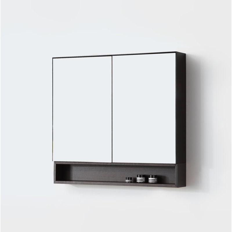 Bergen 36" Medicine Cabinet, Matte Black/Dark Walnut