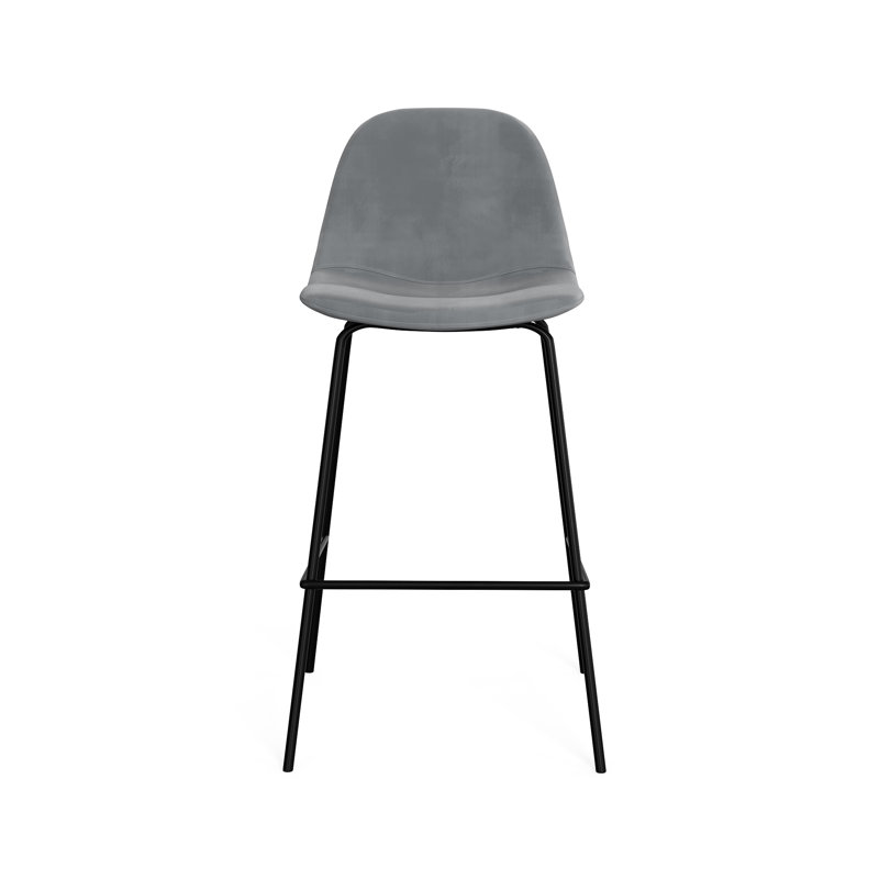 Kody Upholstered Bar & Counter Stool, Counter Stool (23.5" Seat Height), Bella Platinum Performance Velvet