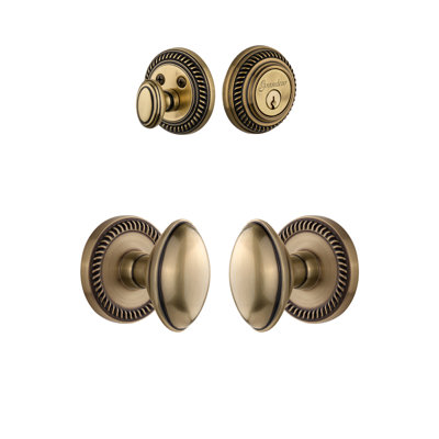 Newport Rosette Complete Entry Set with Single Cylinder Deadbolt and Eden Prairie Knob