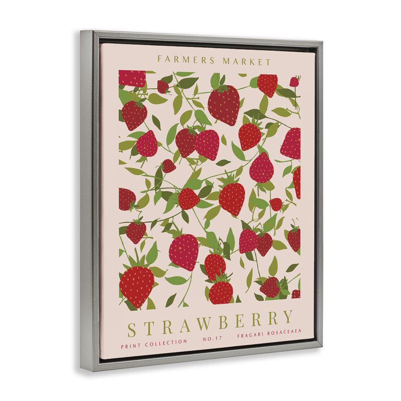 Cadre flottant Strawberry Gallery, par Kamdon Kreations, H 31 po x l 25 po, Cadre flottant gris lustré
