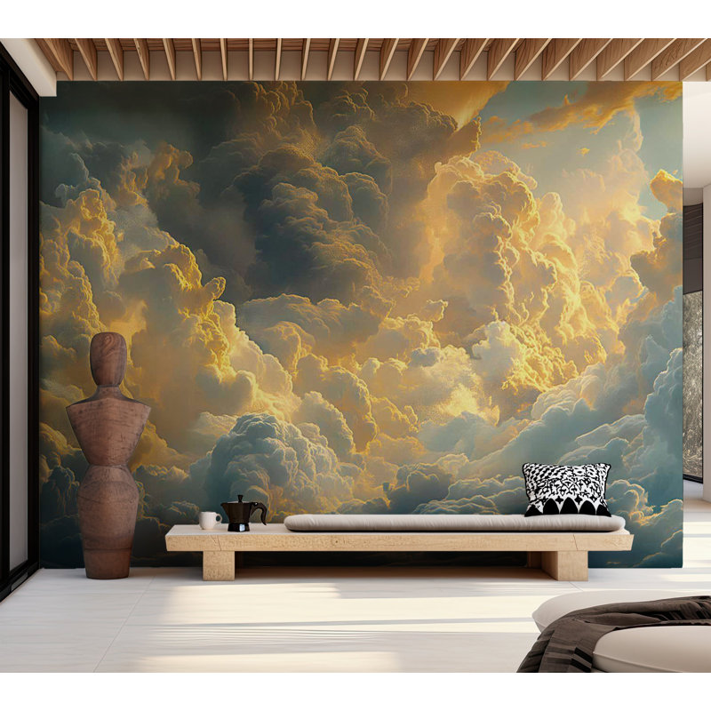 Murale paysage pelez et collez - Nuage soir, L 173 po x L 124 po