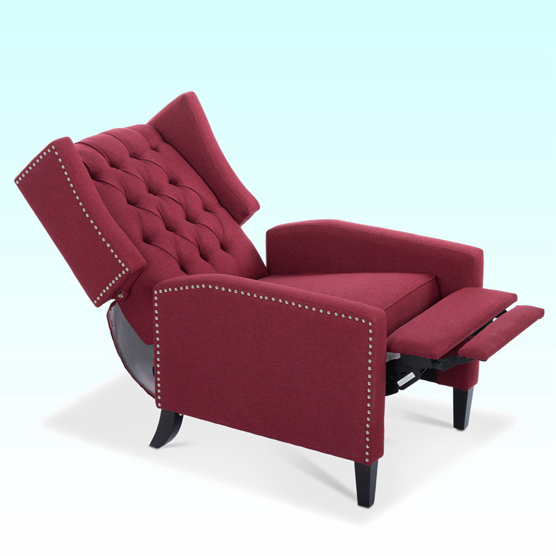 Fauteuil à oreilles inclinable manuel, fauteuil à oreilles larges Margheoala, Tissu rouge en double 1