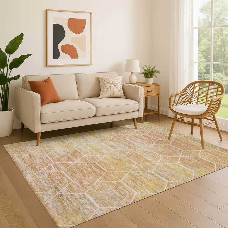 Premium Machine Washable Lubbers AMF1724 Geometric Rug, Rectangle 10' x 14'