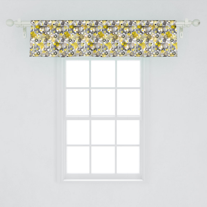 Ambesonne Geometric Valance Pack of 2 Sketchy Circles 54"X12" White Beige, 54" W x 12" L