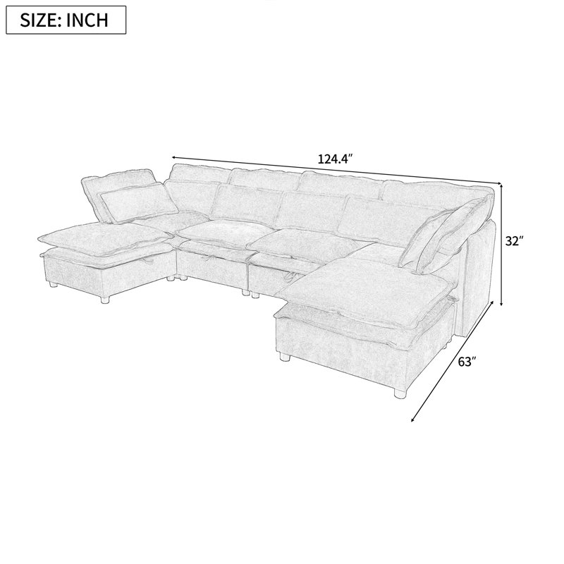 Modular Sofa, Black Blue Polyester