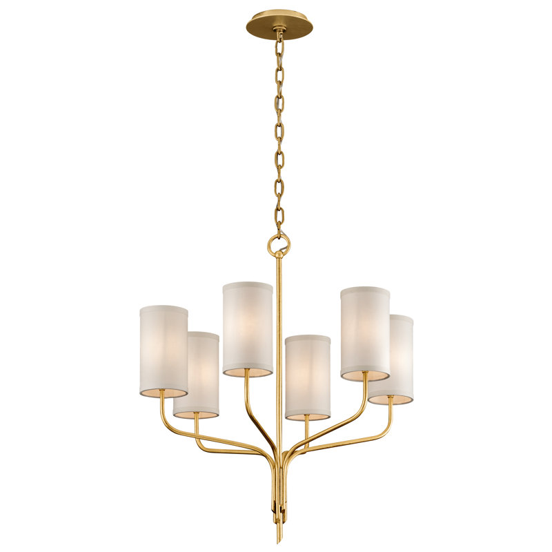 Juniper 8 - Light Chandelier, Textured Gold Leaf, 6