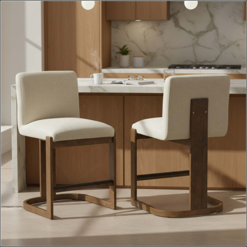 Ensemble de 2 tabourets de bar Modern, Beige
