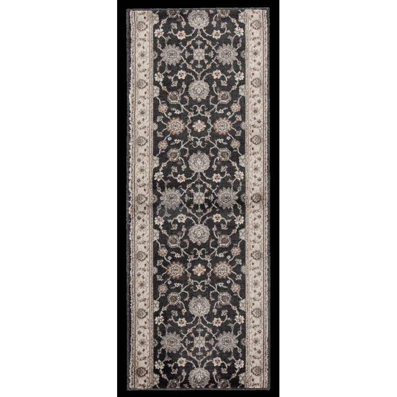 Moreno White Cap Greige Indoor Area Rug, Runner 2'2" x 16', Black/Greige
