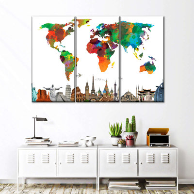 " Color Splash World Map " by Naomi Heart 3 - Pieces