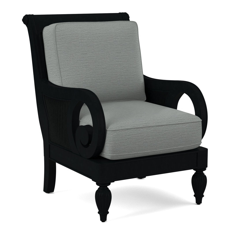 Grand View 71.12Cm Wide Armchair, Black Finish, White Performance Fabric; 0851-94