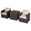 Brown Pe Rattan Bistro Set With 2 Garden Chairs, Cushions & Waterproof Outdoor Storage Box, Powder-coated Iron Frame