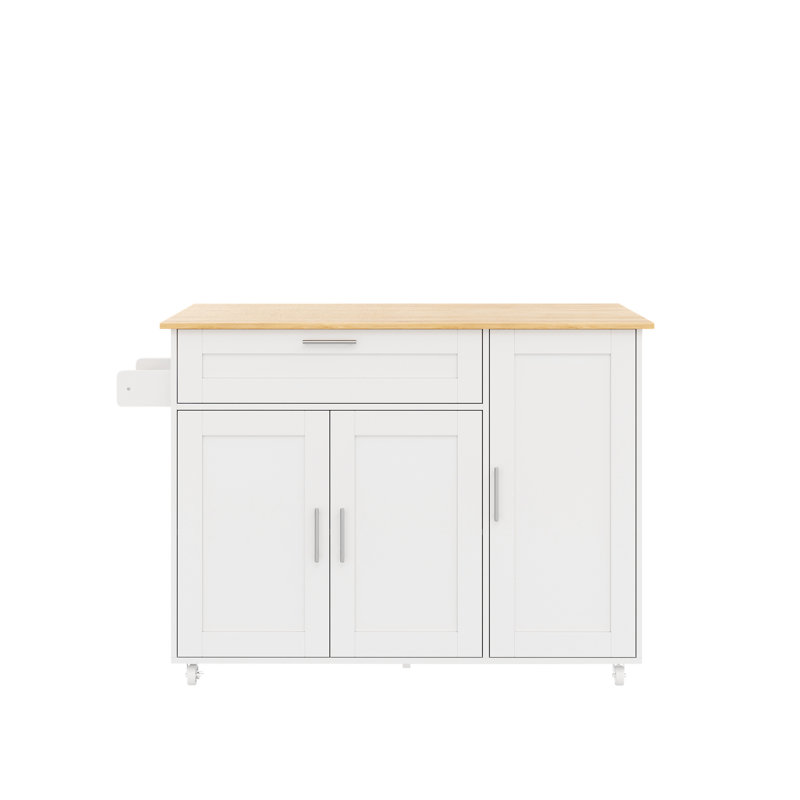 Kitchen Island With 1 Drawer And 3 Doors, White