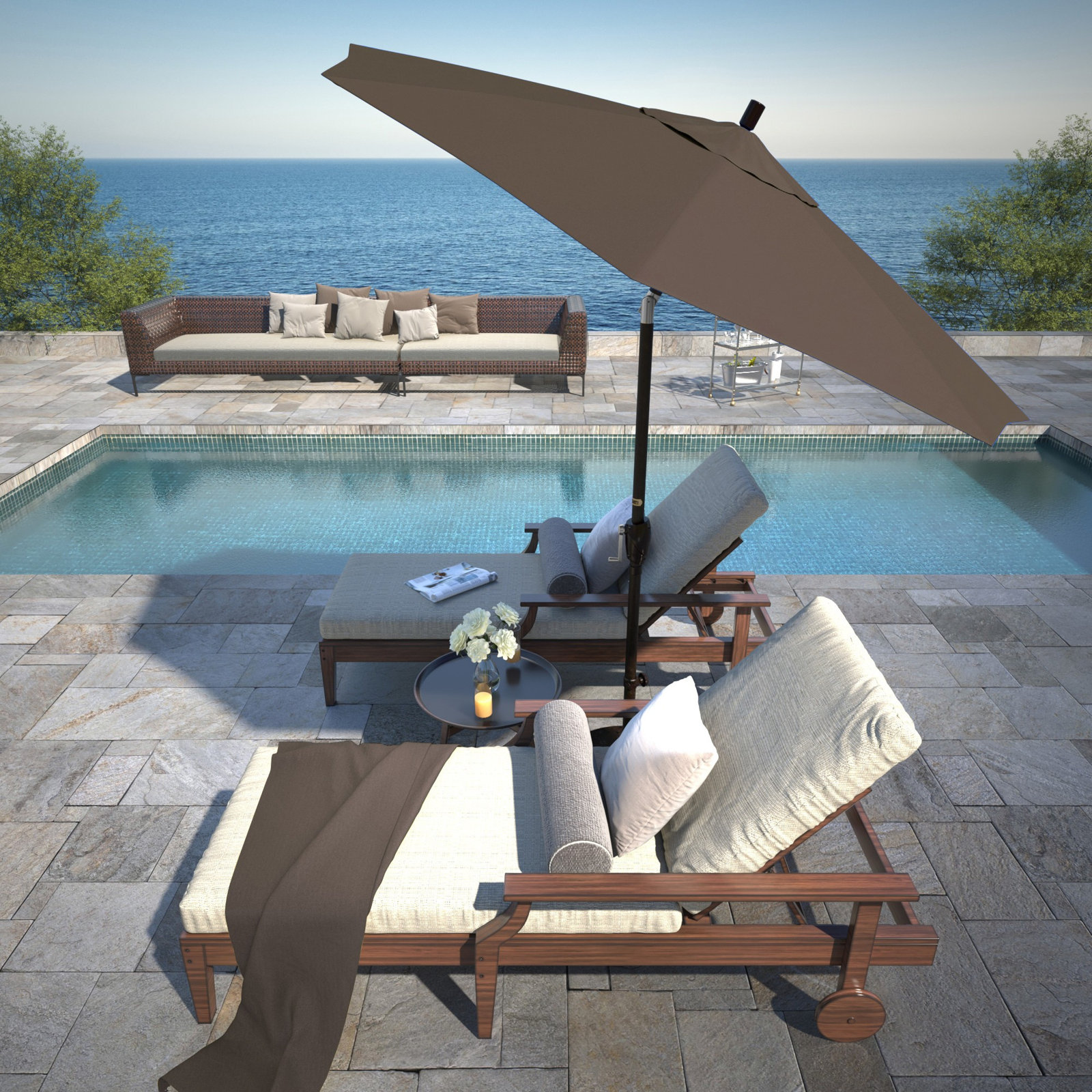 Lexia 7.5' Sunbrella® Umbrella, Cocoa, Bronze