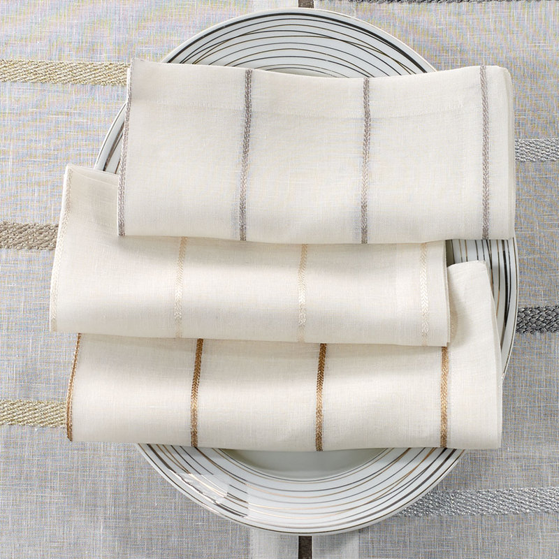 Metallic Thread 22" Napkin, Pearl
