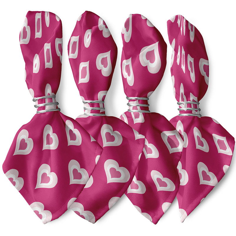 Serviette Saint-Valentin, L 18 po x L 18 po, Fuchsia