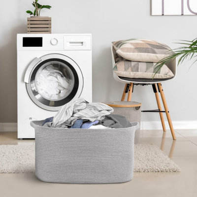 Extra Large Cotton Rope Storage Basket - 62L Decorative Foldable Bin for Laundry, Blankets, Pillows, and Toys