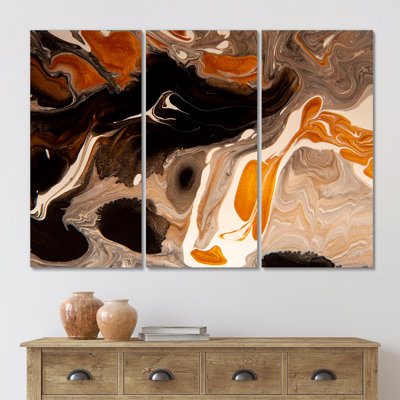 Orange orange, gris et noir paysage de paysage I - reproduction d'art sur toile moderne