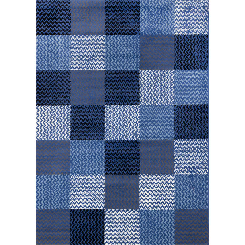 Checkered Indoor Durable Low-Pile Area Rug