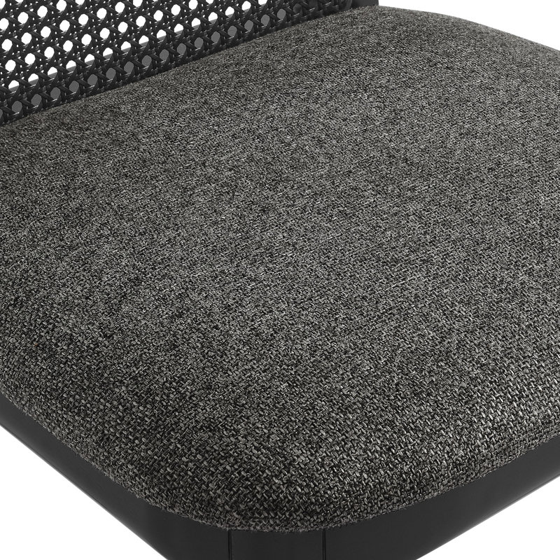 Monarch Wood And Rattan Dining Side Chair, Gray/Black