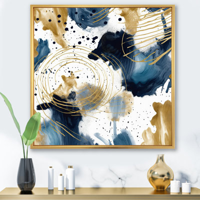 Motif abstrait avec textures bleues et dorées I