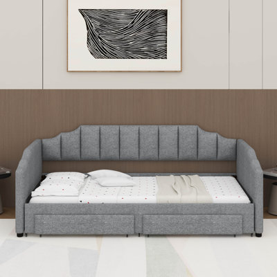 Twin XL To King Extendable Upholstered Daybed With Drawers And LED Light