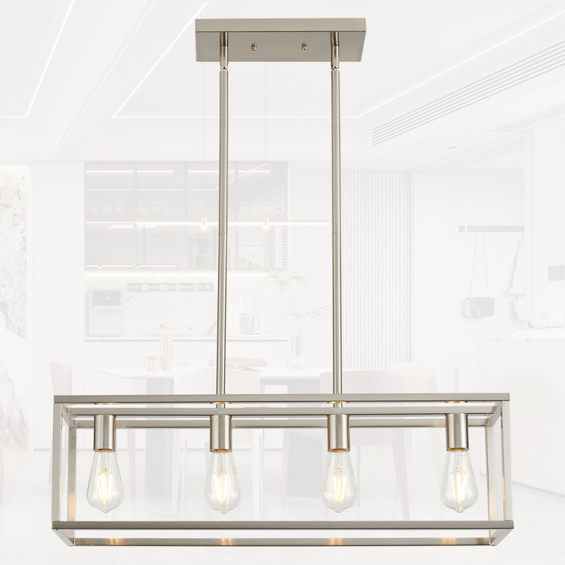 Bigyan 4 Light Kitchen Island Linear Pendant Lights, Brushed Nickel