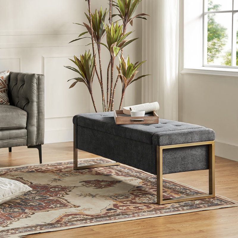 Banc de rangement rembourré Shanieka, Gris anthracite