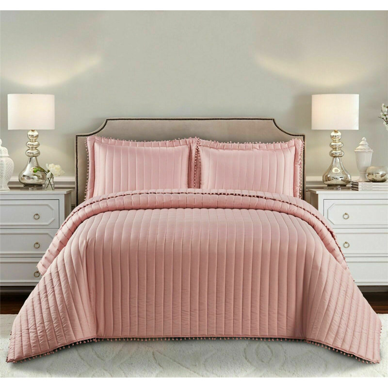Willmot Microfibre Bedspread Set, 185 x 240 cm Bedspread - 1 Pillowcase, Pink