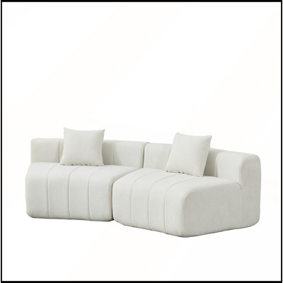 Chenille Curved Sectional Sofa with 2 Pillows, Ideal for Cozy and Elegant Living Spaces, Perfect for Relaxation and Aesthetic Appeal